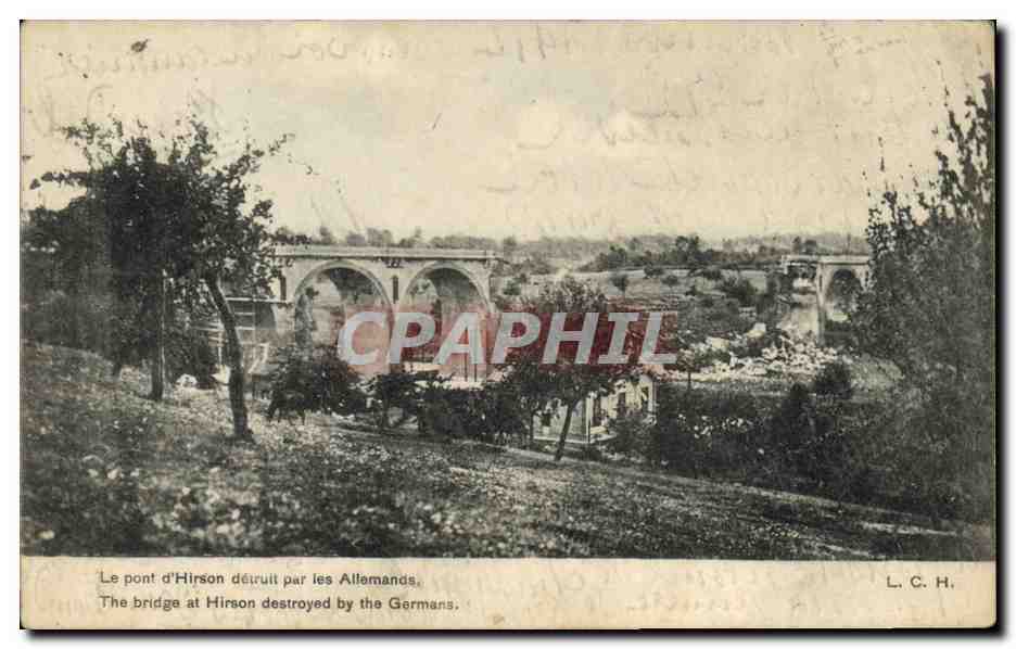 CPA Militaria Le pont d'Hirson detruit par les Allemands