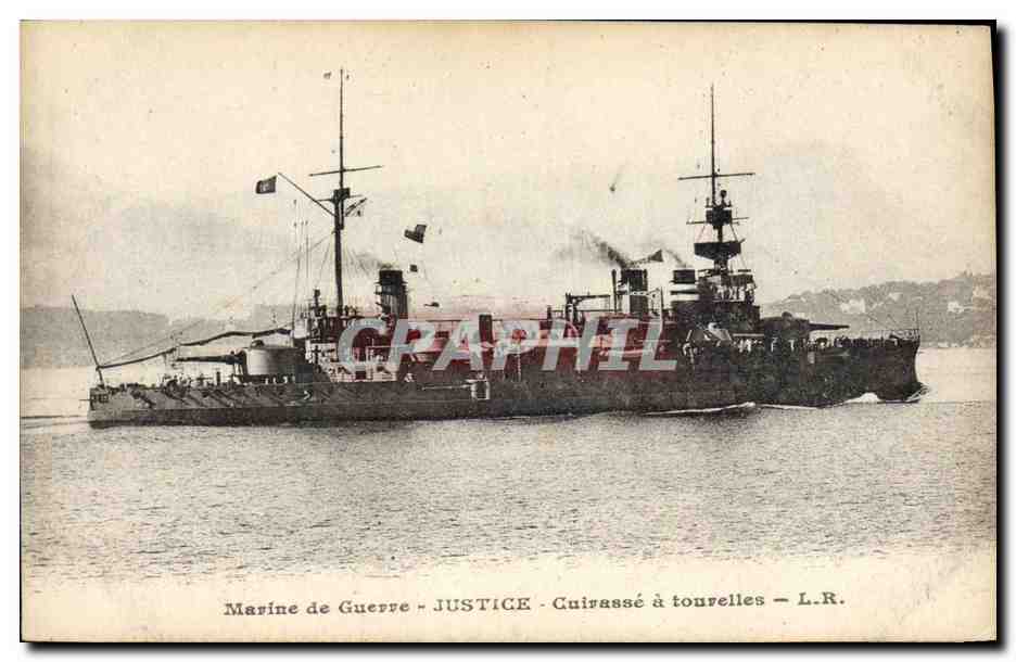 Marine de Guerre - JUSTICE - Cuirassé à tourelles - L.R.