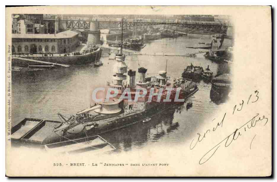 CPA Bateau Brest Le Jemmapes dans l'avant port