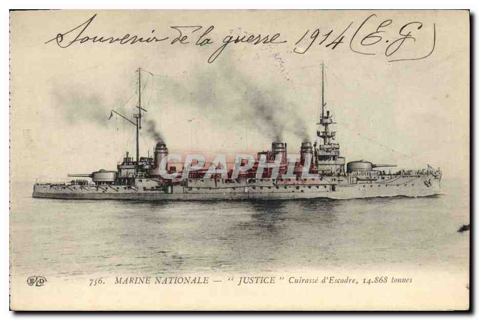 CPA Bateau Justice Cuirasse d'escadre