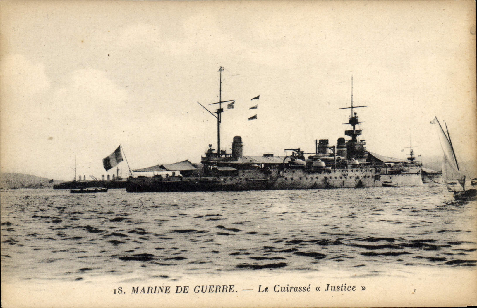 Marine de guerre — Le cuirassé « Justice » — Éditeur : A. Nocera, Paris