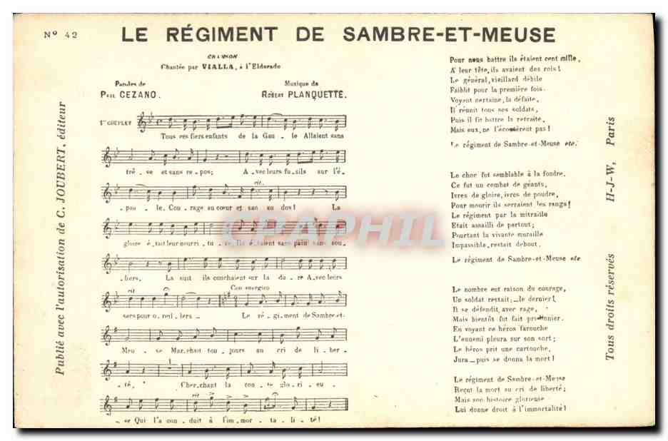 CPA Le regiment de Sambre et Meuse Paul Cezano Robert Planquette