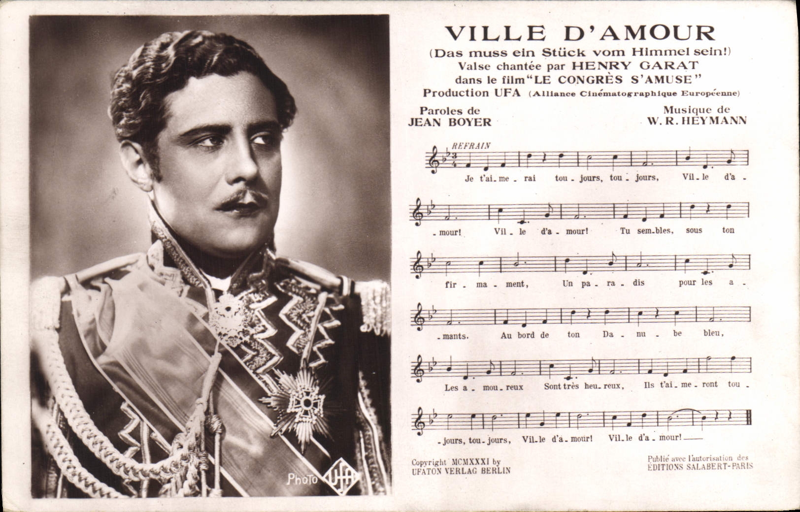 Henry Garat — Ville d'Amour — Production UFA