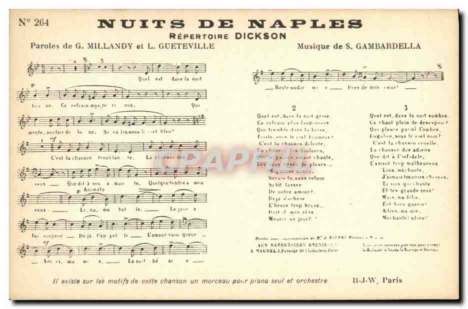CPA Nuits de Naples Dickson Millandy Gueteville Gambardella