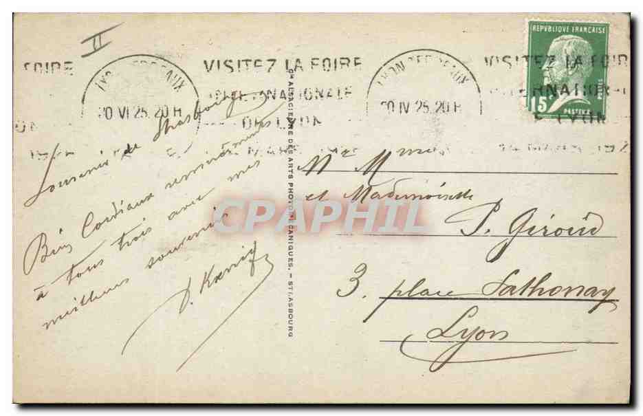 CPA Strasbourg Monument de la Marseillaise — Verso
