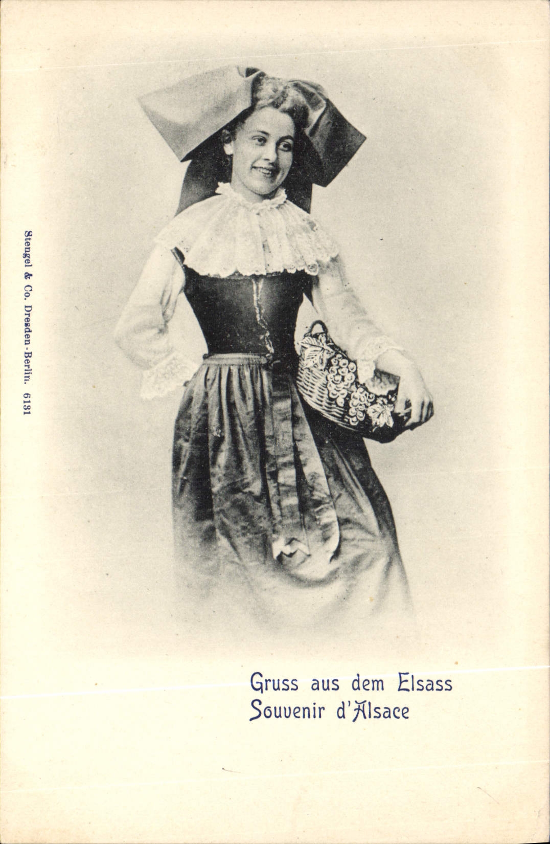 Femme en costume alsacien — Gruss aus dem Elsass / Souvenir d'Alsace — Stengel & Co. Dresden-Berlin, n° 6191 - Anverso
