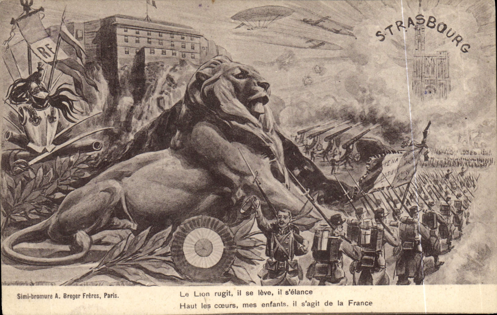 Strasbourg — Le Lion rugit, il se lève, il s'élance — Simi-bromure A. Breger Frères, Paris