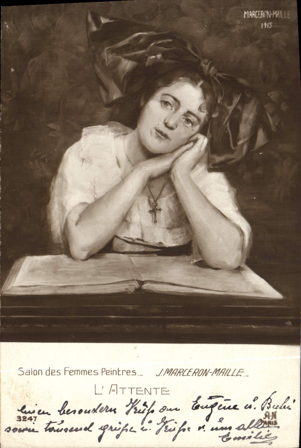 Die Erwartung — Salon des Femmes Peintres — J. MARCERON-MAILLE, 1915
