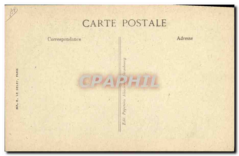 Alsaciennes — Intérieur d'une Ferme — Éditeur E. Le Deley, Paris — Verso