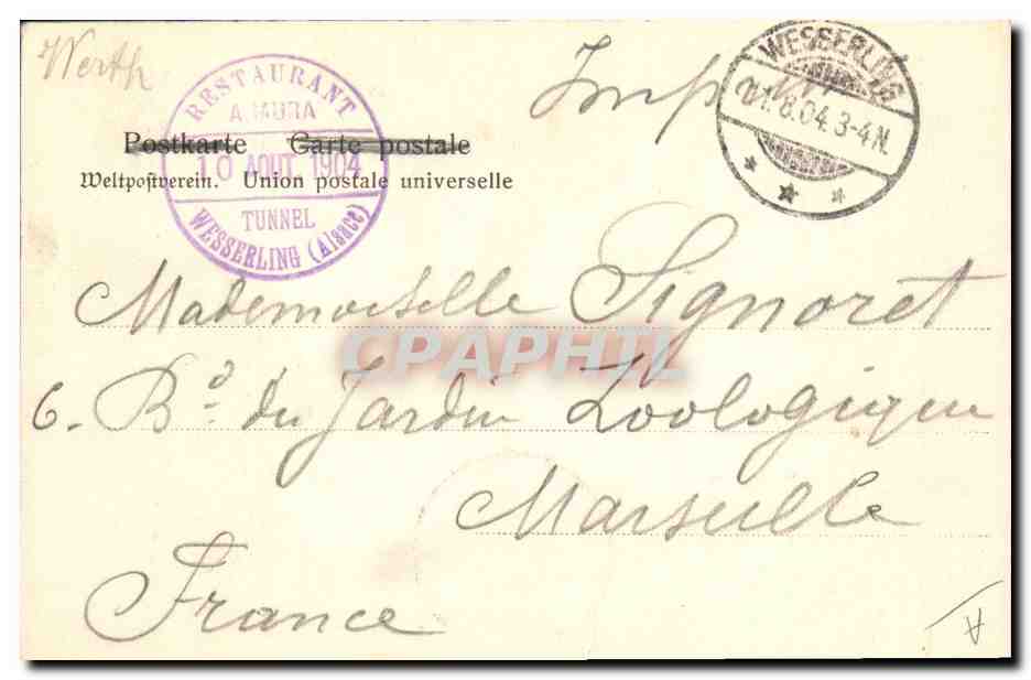 Elsässer Trachten — Costumes alsaciens — H. F. Str. Déposé N° 4 — Verso