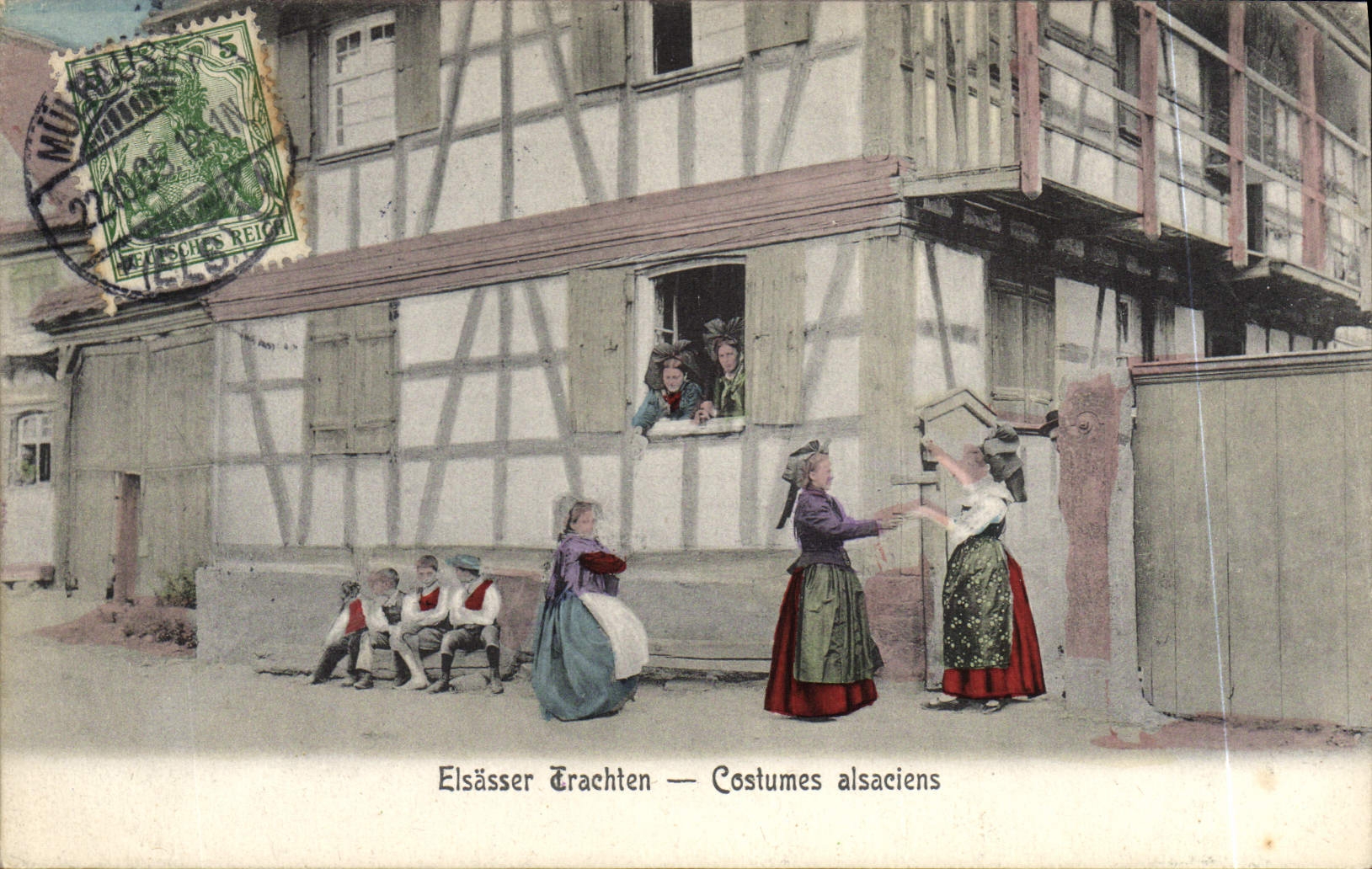 Elsässer Trachten — Costumes alsaciens — Postkarte de la Weilpostverein