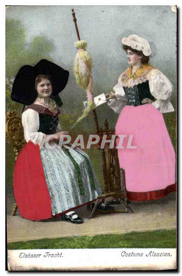 Deux femmes en costume alsacien — Elsässer Tracht — éditeur CPAPHIL, n° 2077 - Anverso