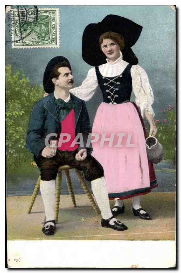 Jeune couple en tenue folklorique — Allemagne — éditeur A. 208 - Recto