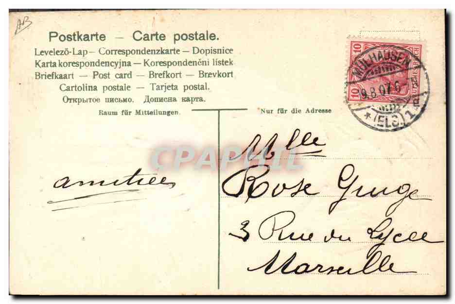 Femme en costume alsacien — A. 245 — Éditeur non visible — Verso