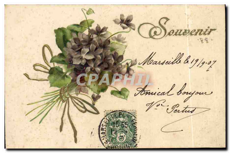 Bouquet de violettes — Souvenir — Éditeur inconnu, n° 44