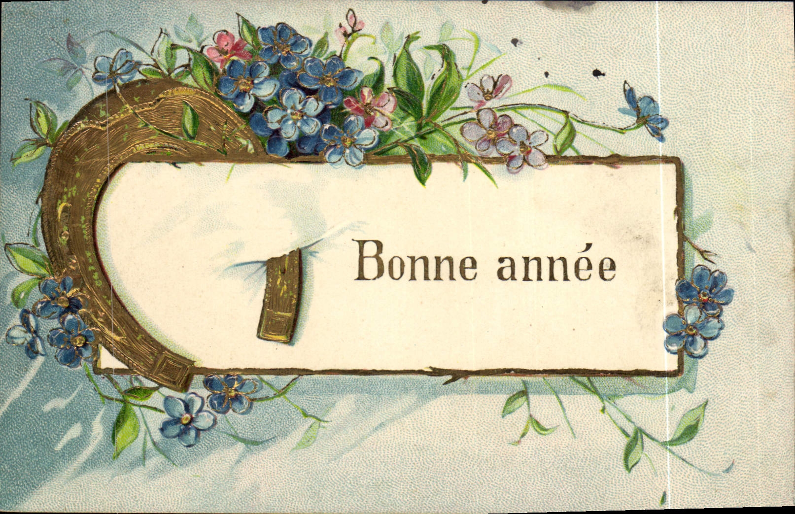 CPA Fantaisie Fleurs Fer a cheval 
