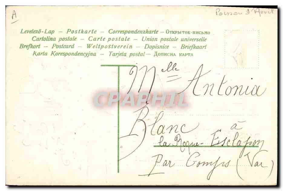 Poisson orné de fleurs de violette — avril — éditeur non identifié, n° de série non visible — Achterkant