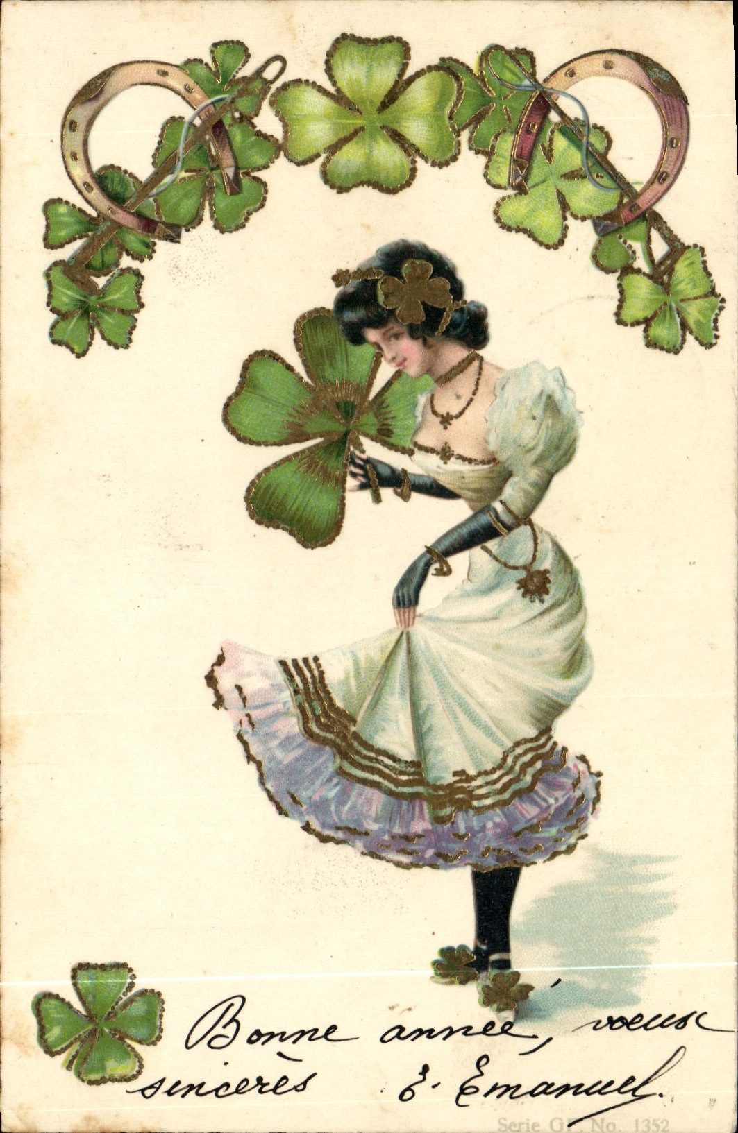 CPA Fantaisie Fleurs Femme Trefles 