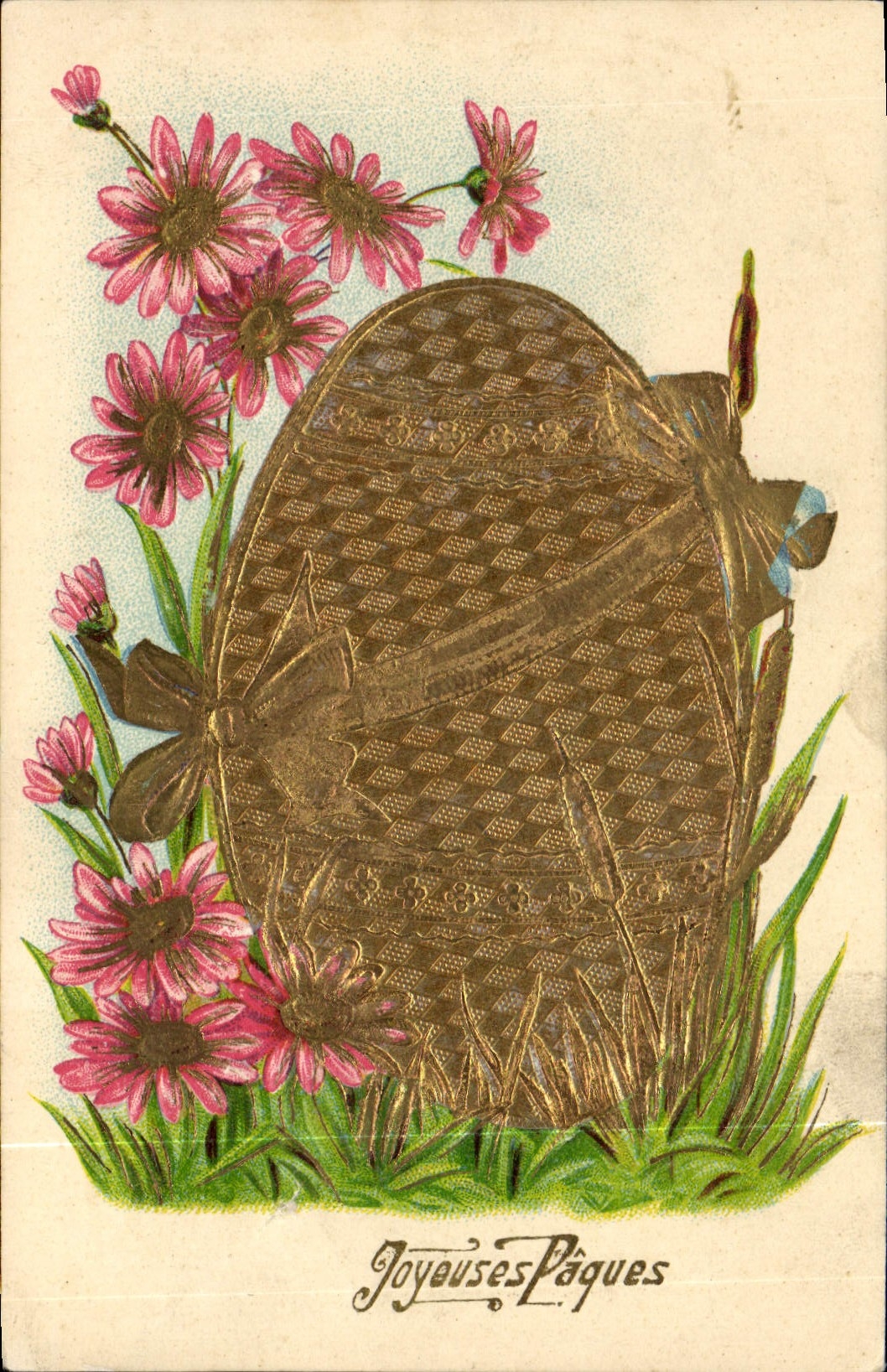 Huevo de Pascua decorativo — flores rosas — Edición E.D.B. n°142