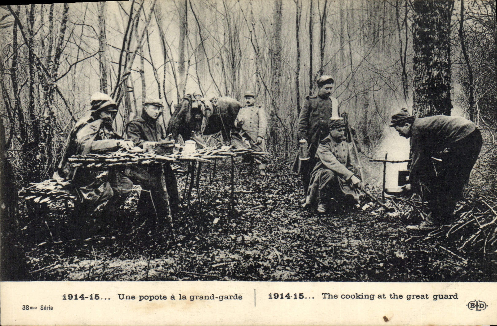 Soldats en forêt — Une popote à la grand-garde — B.D. 38me Série