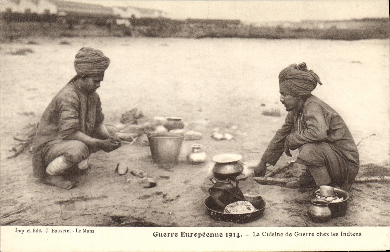Cuisine de Guerre chez les Indiens — Guerre Européenne 1914 — Imp et Edit J Bouveret - Le Mans