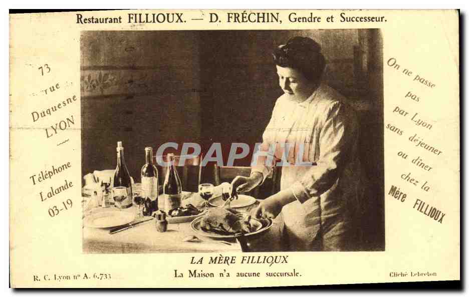 CPA Cuisine Restaurant Fillioux Frechin La mere Fillioux Rue Duquesne Lyon