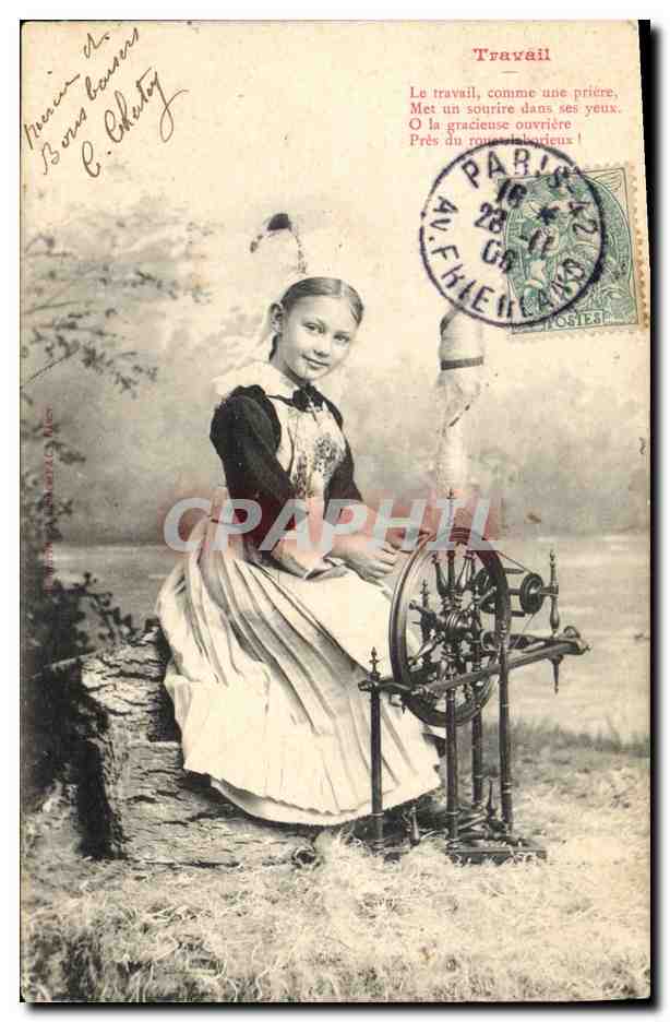 CPA Fantaisie Enfant Travail Fileuse 