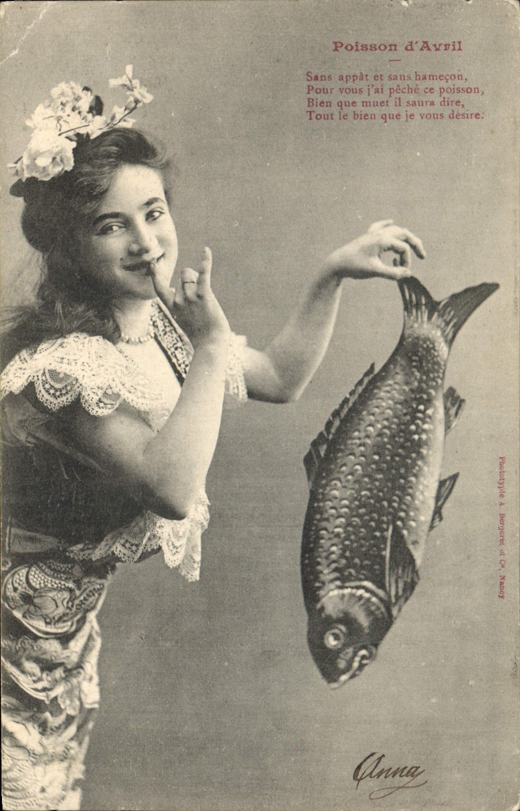 CPA Fantaisie Enfant Poisson d'avril 