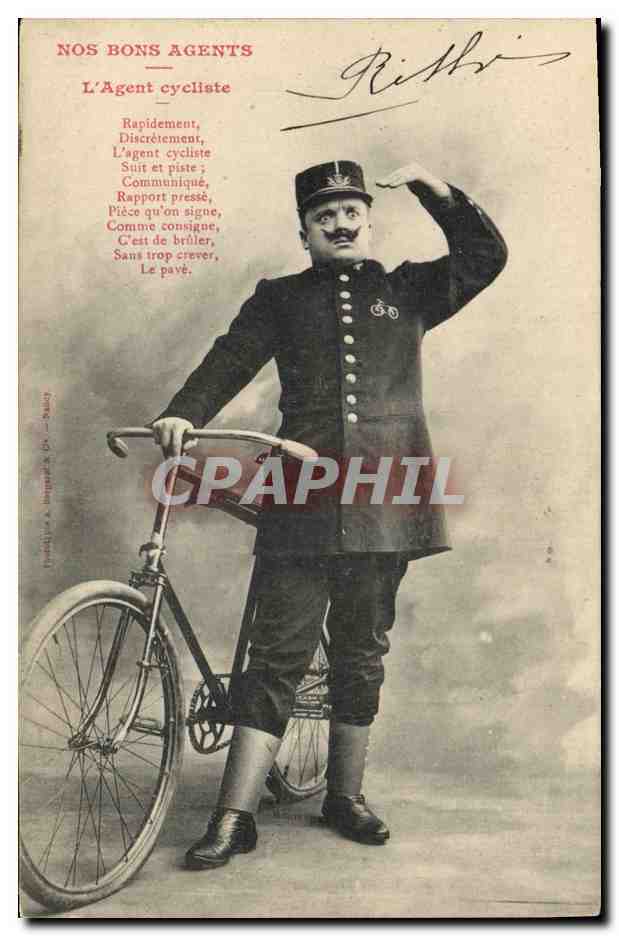 CPA Fantaisie Nos bons agents L'agent cycliste Velo Cycle 