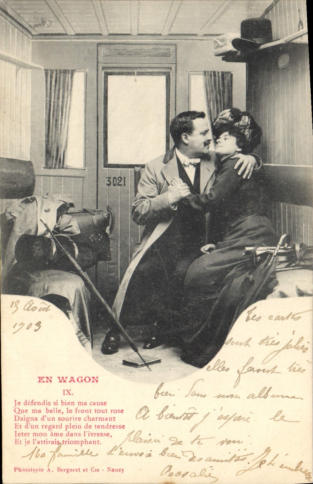 CPA Fantaisie Femme En wagon Train 
