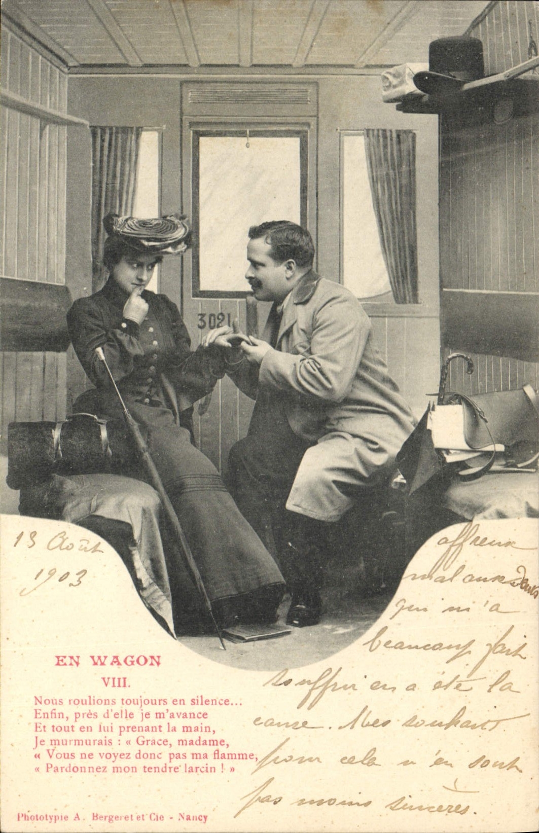 CPA Fantaisie Femme En wagon Train 