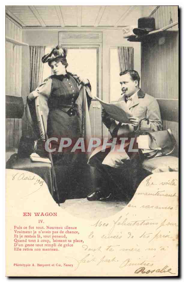 CPA Fantaisie Femme En wagon Train 