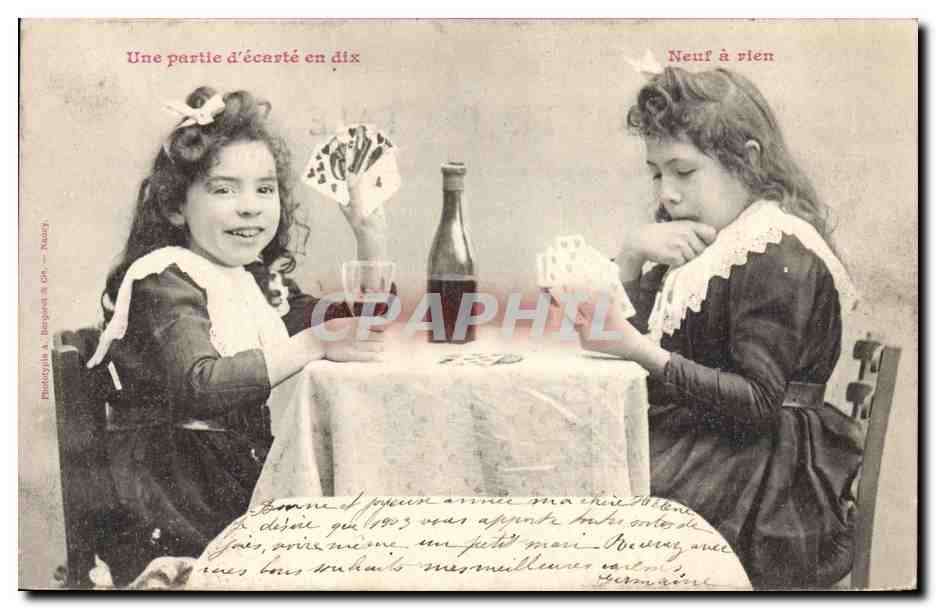 CPA Fantaisie Enfants Une partie d'ecarte en dix Neuf a rien 