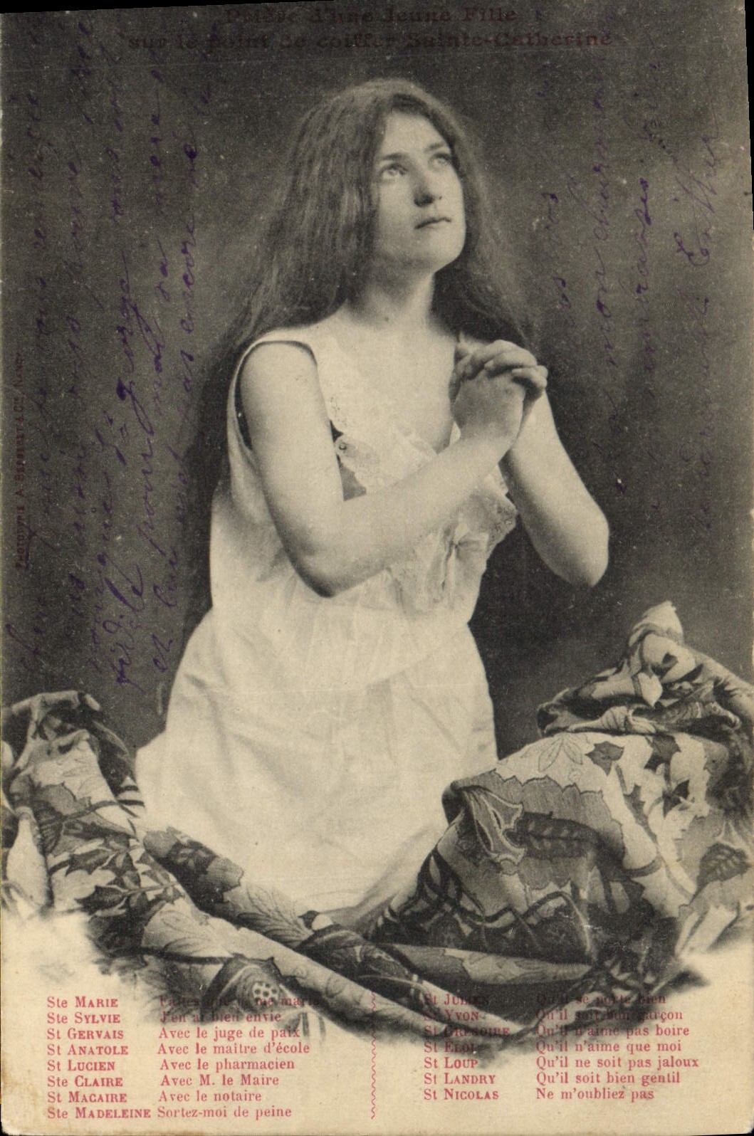 Jeune Fille sur le Point de Coiffer Sainte-Catherine — Éditeur A. BONNET, n° 142