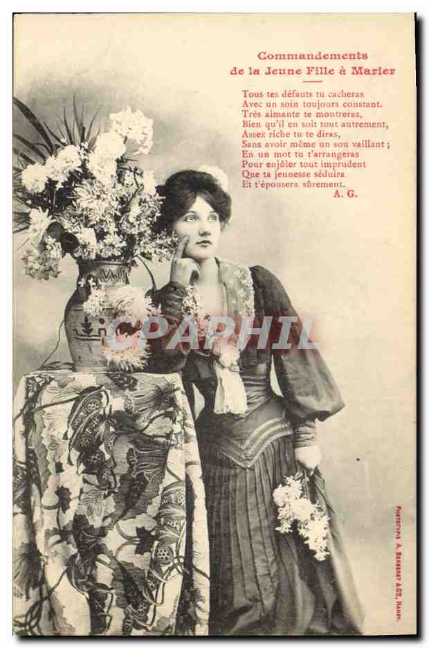 Jeune Fille — Commandements de la Jeune Fille à Marier — Posters A. Boucher & Cie, MARSEILLE