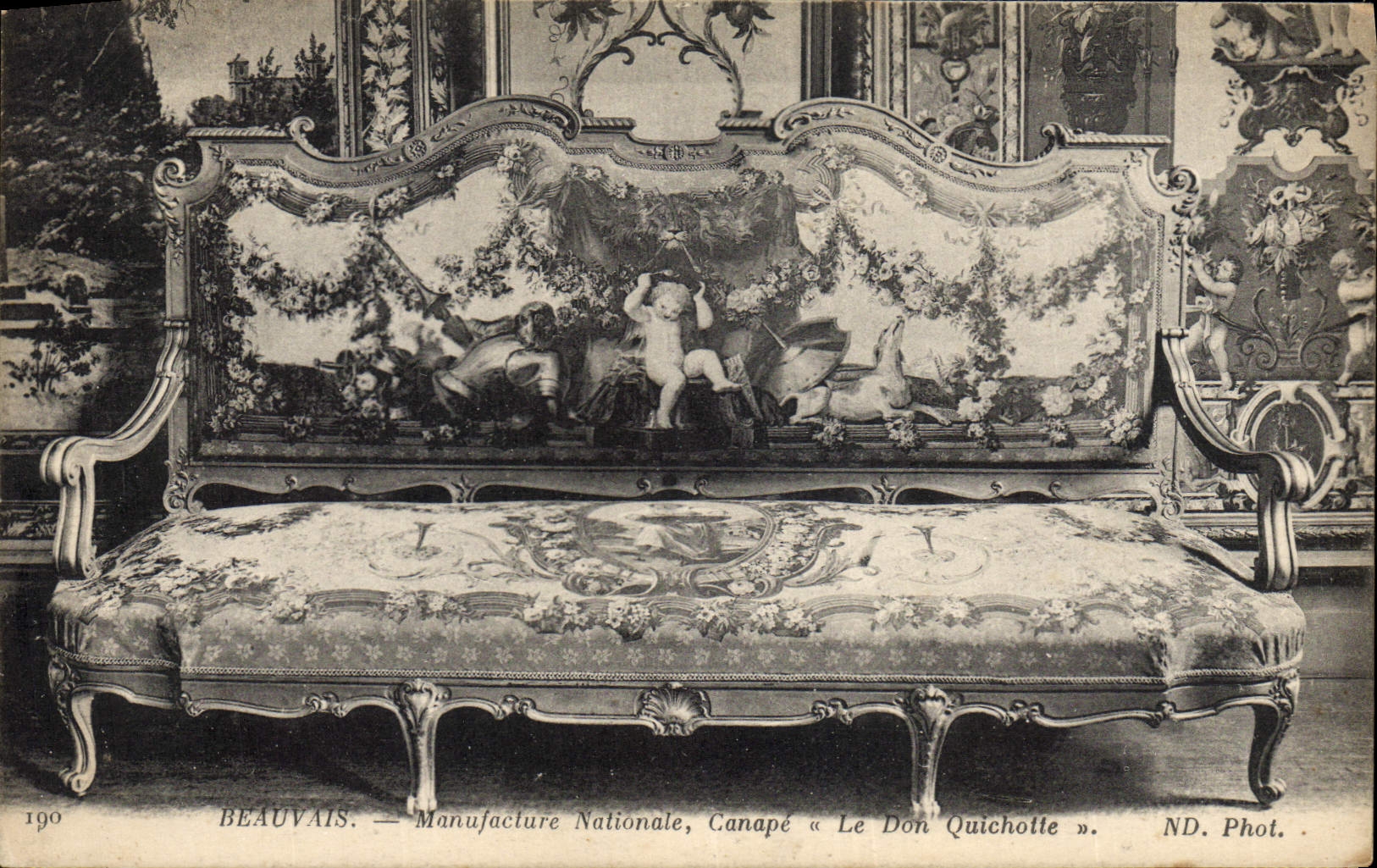 Beauvais — Manufacture Nationale, Canapé « Le Don Quichotte » — ND. Phot.