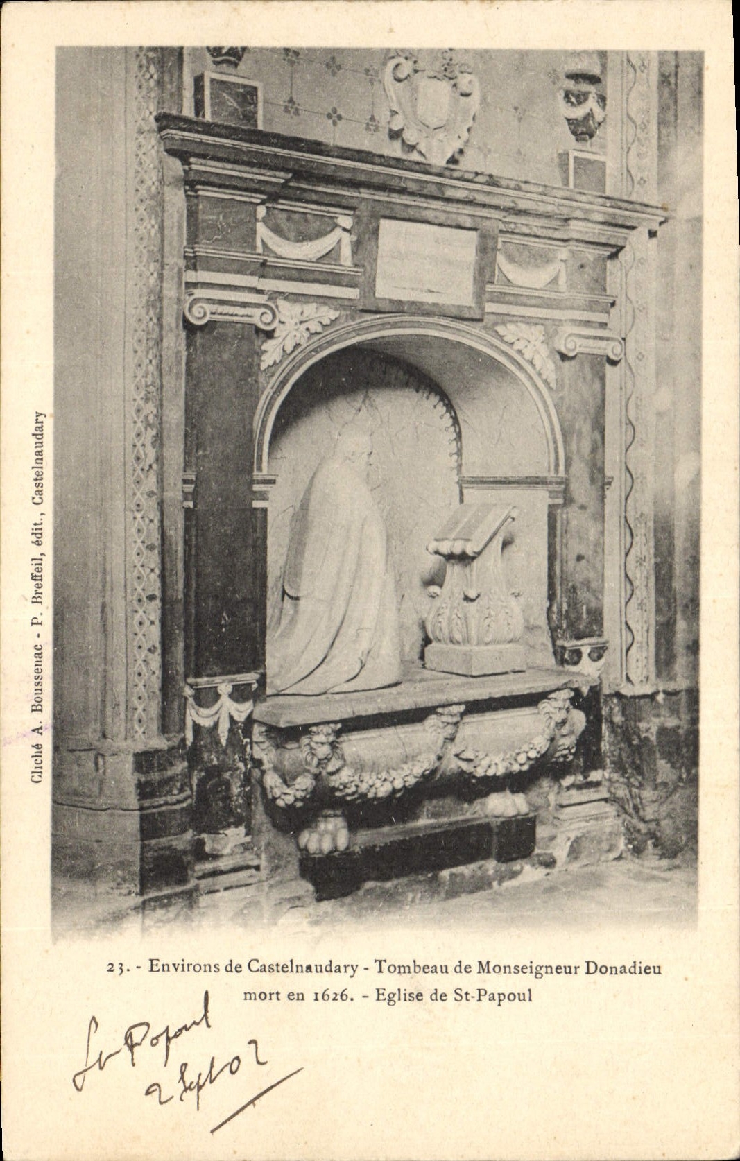 CPA Environs de Castelnaudary Tombeau de Monseigneur Donadieu Eglise de St Papoul 