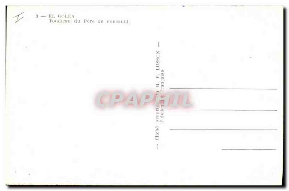 CPA El Golea Tombeau du Pere de Foucauld  — Rückseite