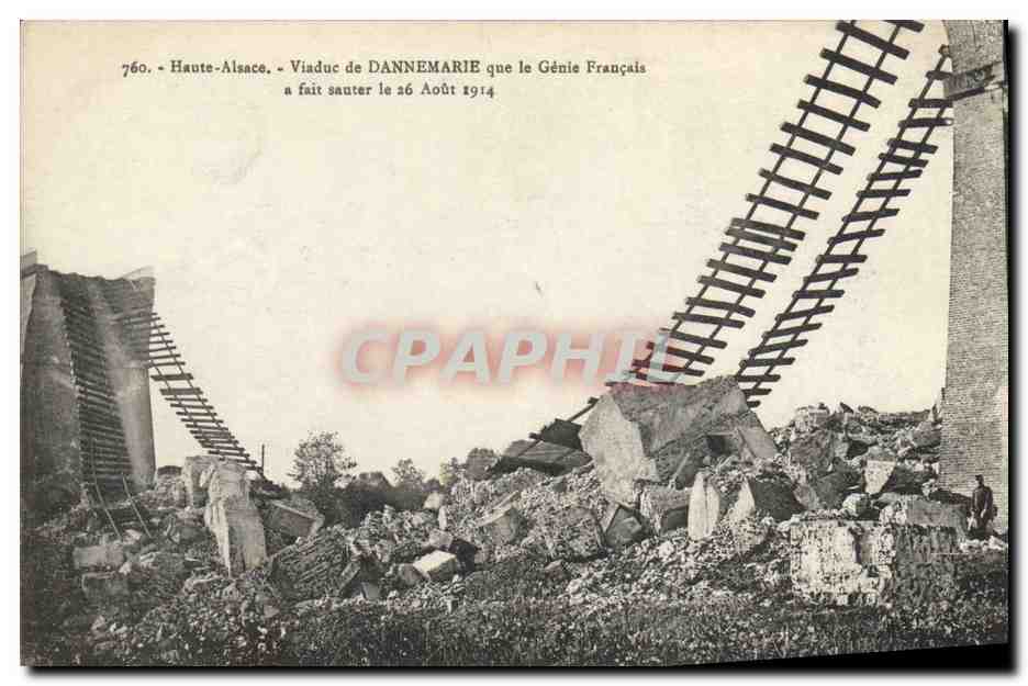 Viaduc de Dannemarie — destruction par le Génie Français le 26 août 1914 — Haute-Alsace