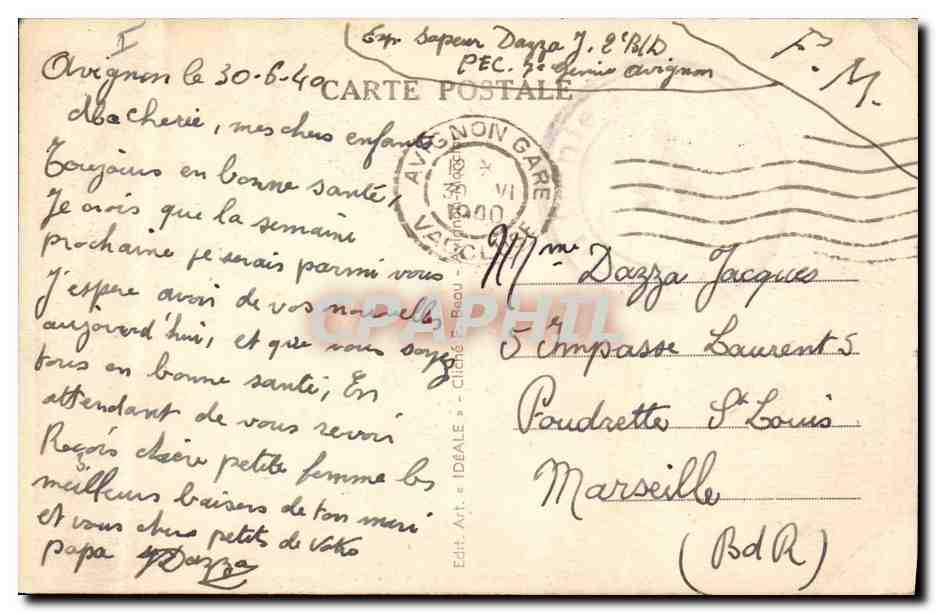 CPA Militaria Avignon Caserne du 7eme Genie Avenue Jean Jaures  — Rückseite