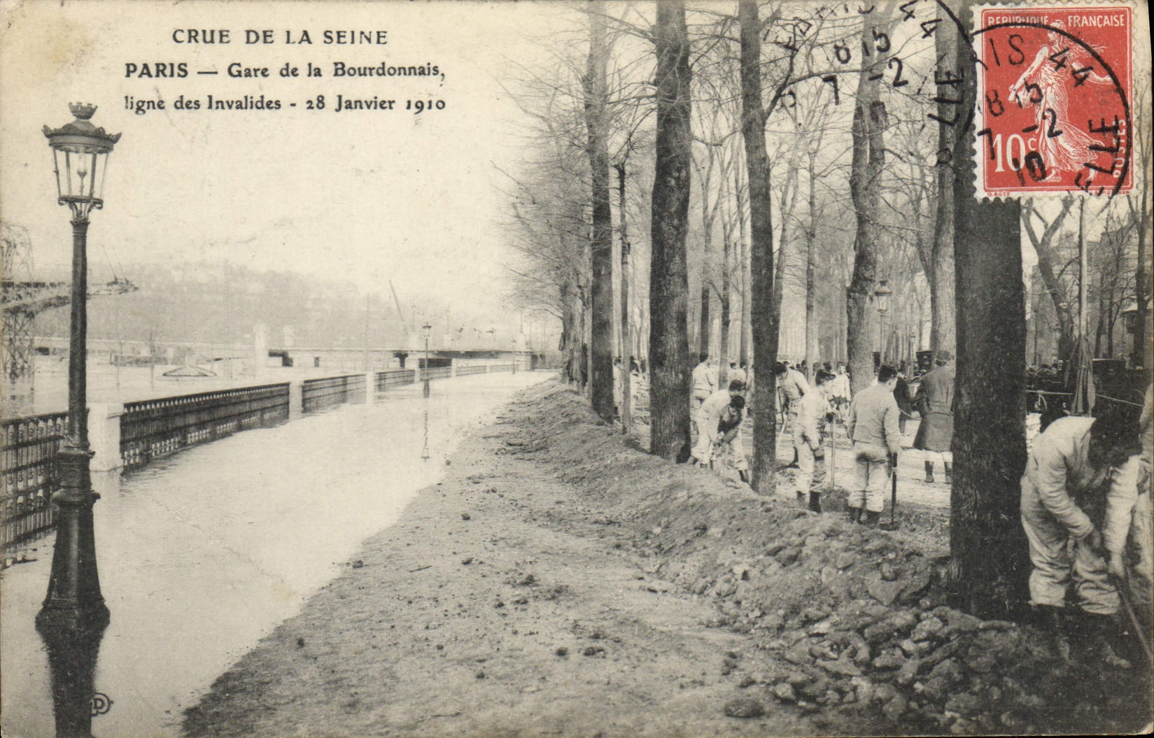Crue de la Seine — Paris, Gare des Invalides — 28 Janvier 1910 — Éditeur inconnu
