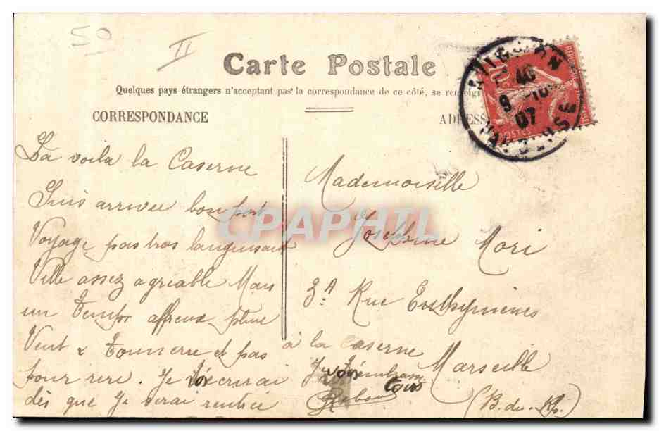 CPA Militaria Avignon Caserne d'Hautpoul occupee par le 7eme Genie — Rückseite