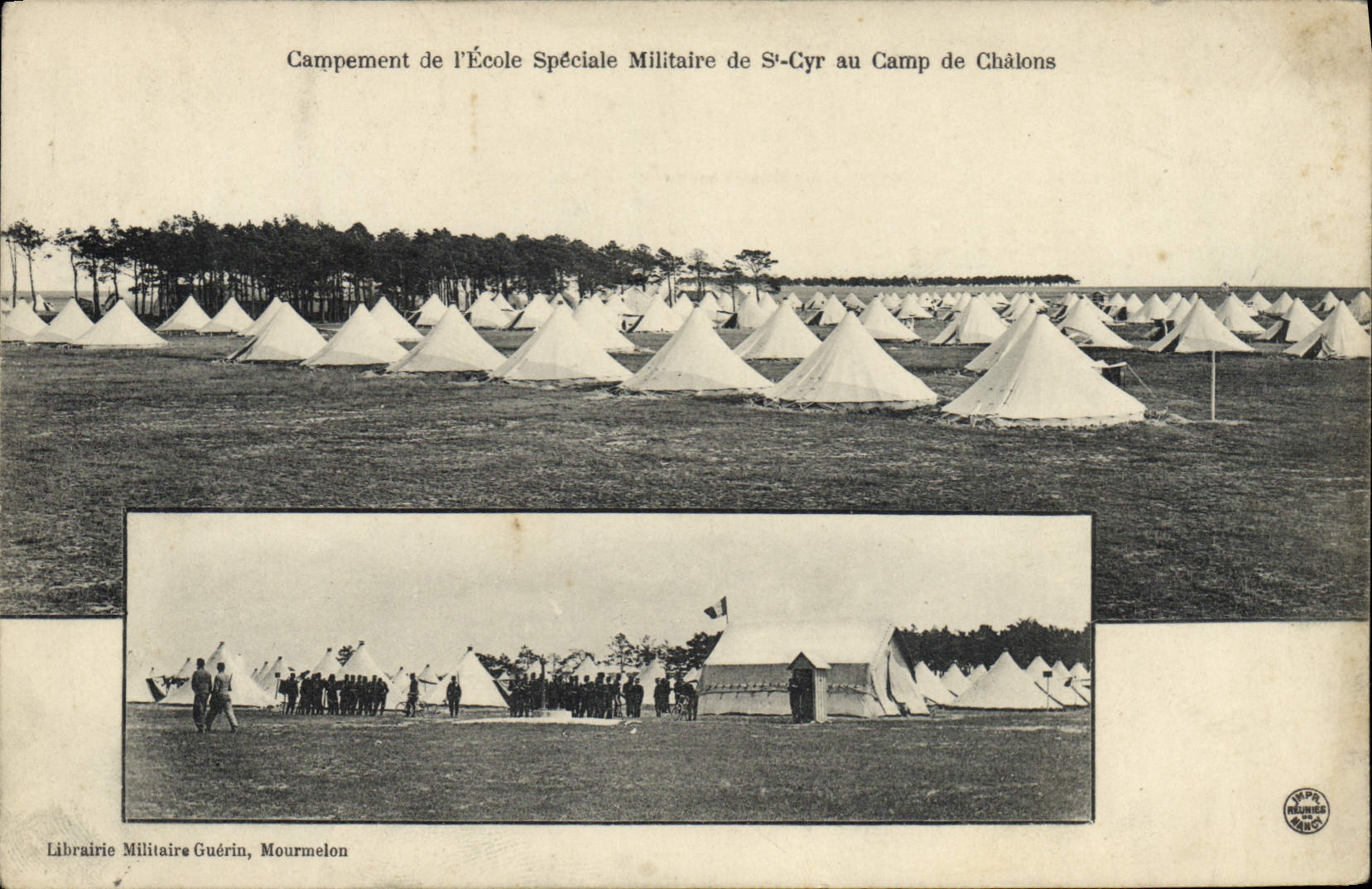 Campement de l'École Spéciale Militaire de St-Cyr au Camp de Châlons — Librairie Militaire Guérin, Mourmelon
