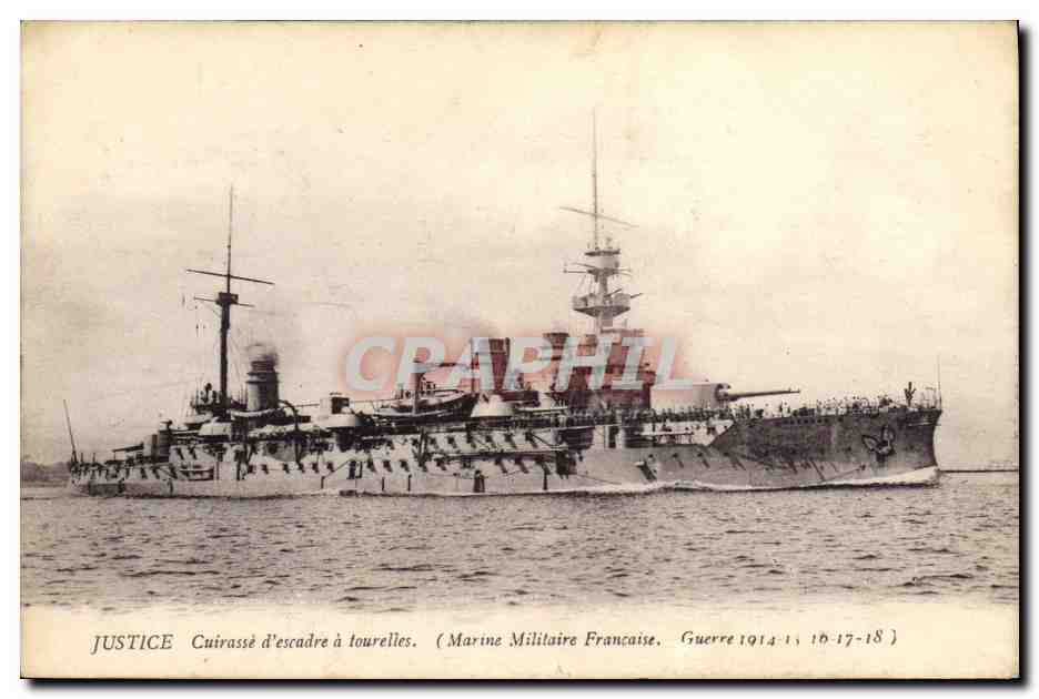 CPA Bateau Justice Cuirasse d'escadre a tourelles 