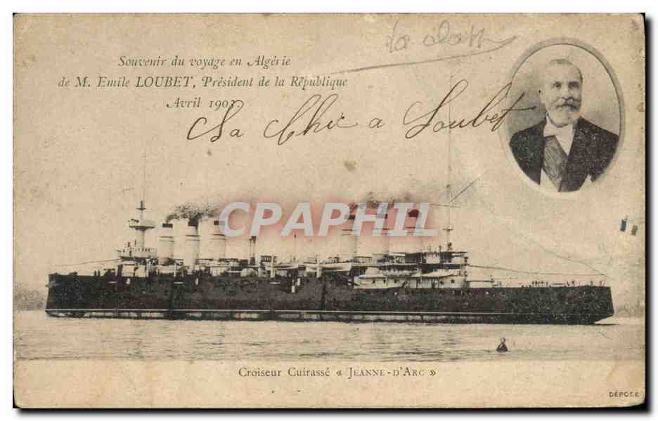 CPA Bateau Souvenir du voyage en Algerie de M Emile Loubet President de la Republique Avril 1903 