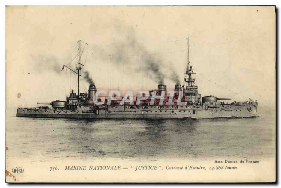 CPA Bateau Justice Cuirasse d'escadre 