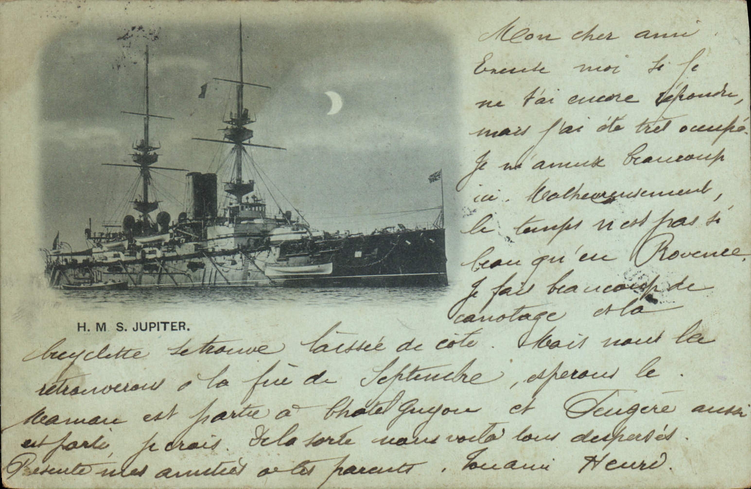 H.M.S. JUPITER — Croiseur de la Royal Navy — éditeur inconnu, n° de série non visible - Anverso