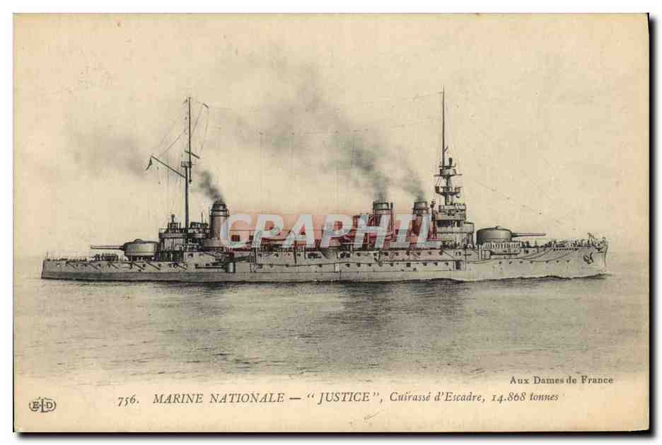 Cuirassé d'Escadre 'Justice' — Marine Nationale — Aux Dames de France
