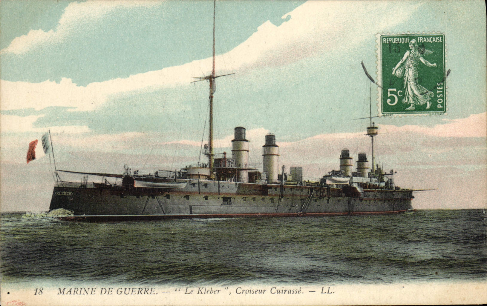 Marine de Guerre — "Le Kleber", Croiseur Cuirassé — LL. — Éditeur LL, n°18