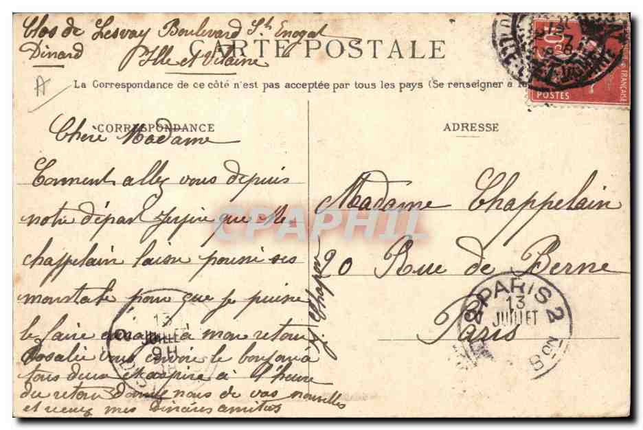 CPA Bateau Le Kleber battant pavillon du Ministere de la marine  — Verso